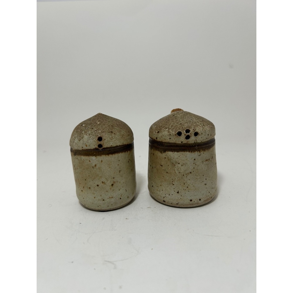 Vintage Studio Pottery Stoneware Salt and Pepper Shakers Rustic Speckled Glaze